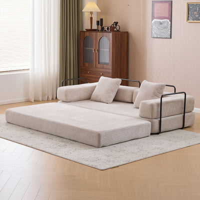 Floor Couch, Convertible Floor Sofa Bed With Pillow Back Support Armrest