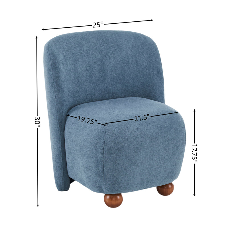 Modern Low Back Accent Upholstered Armless Living Room Chairs, Round Feet