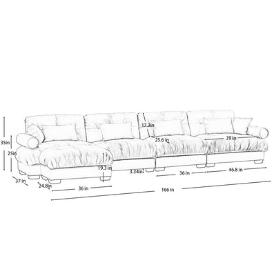 Super Comfort Oversized Modular Sectional Sofa With Movable Ottoman