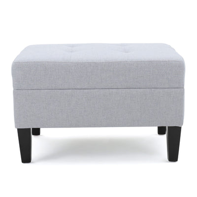 Contemporary Ottoman Footstool With Tufted Upholstery - Light Gray