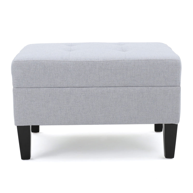 Contemporary Ottoman Footstool With Tufted Upholstery - Light Gray