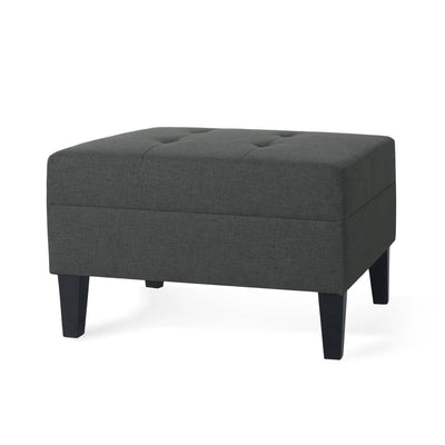Ottoman With Birch Wood Legs And Cushioned Top For Comfort