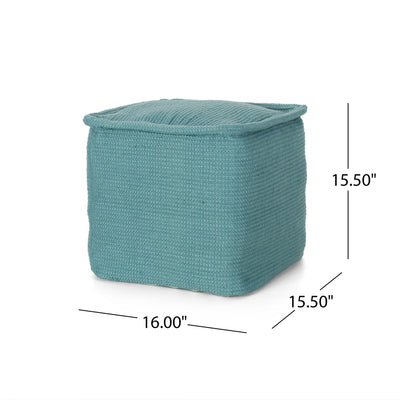 Hansolo - Yarn Square Pouf Ottoman Or Floor Cushion - Teal
