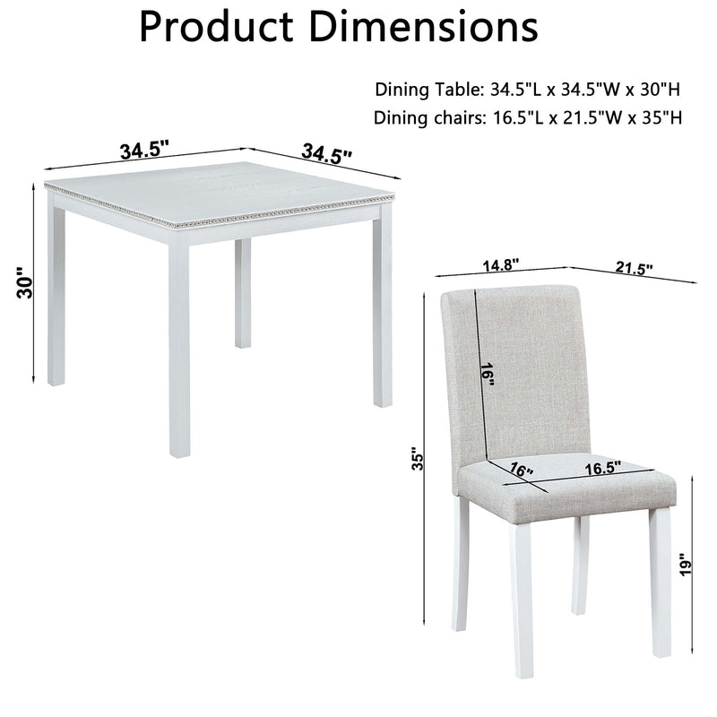 Dining Table Set With Crystal Decoration And Upholstered Chairs