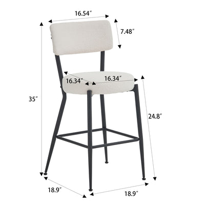Modern Teddy Fabric Upholstered Bar Stools - Black Legs