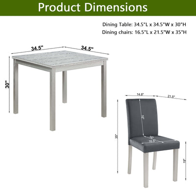 5 Pieces Wooden Dining Table Set, Square Table And 4 Upholstered Chairs