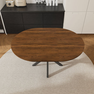 Round Dining Table With Extendable Blades, X Base
