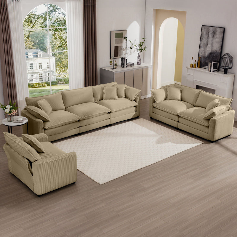 Elegant Corduroy Oversized Sectional Sofa Set With Deep Seats And Flexible Layout