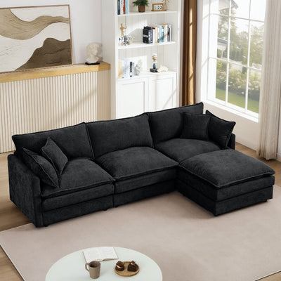 Contemporary Modular Sectional Sofa Set With Movable Ottoman