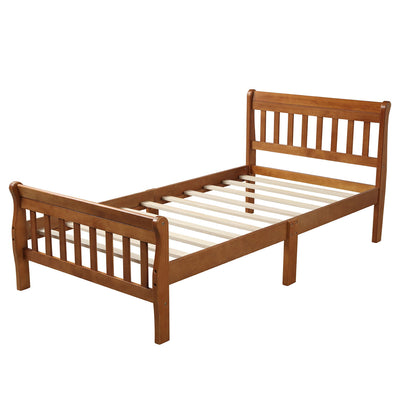 Platform Bed, Mattress Foundation Sleigh Bed With Headboard, Footboard, Slat Support