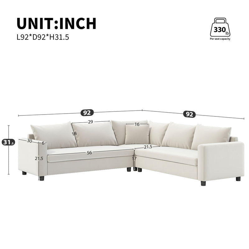 Modern Modular Sectional Oversized Couch Set With Pillows, Minimalist Style Wide Seat Comfy Sofa