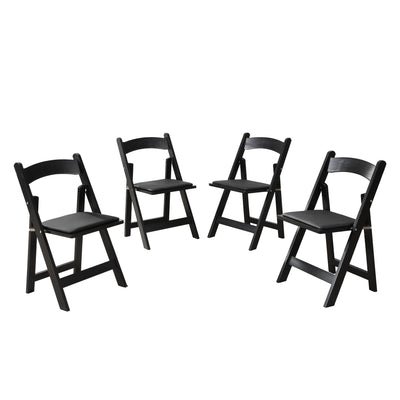 Solid Wood Upholstered Folding Chair Set, Dining Room (Set of 4)