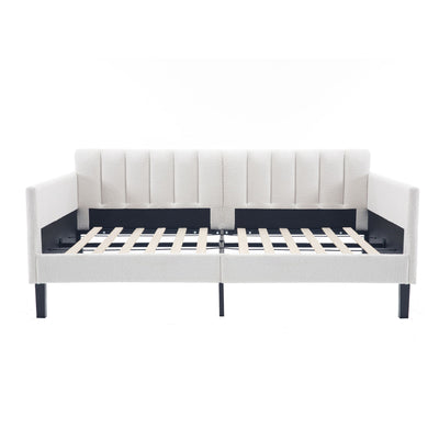Elena - Boucle Upholstered Daybed, Ribbed Tufted Backrest