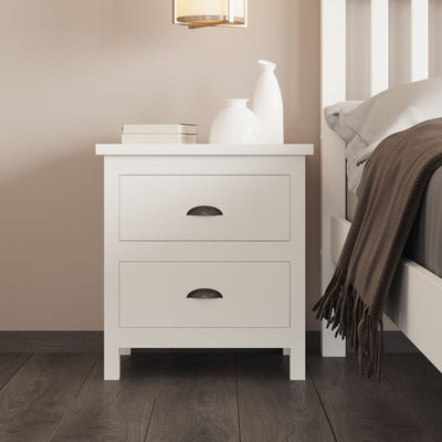 Versatile Solid Wood Night Stand With Drawers For Living Room And Bedroom - White