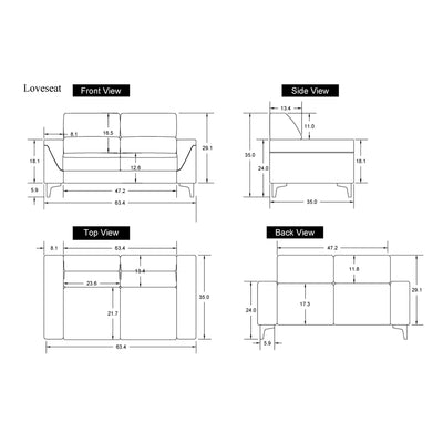 Creta - Loveseat - Light Gray