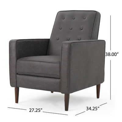 Macedonia - Mid Century Modern Button Tufted Fabric Recliner - Slate