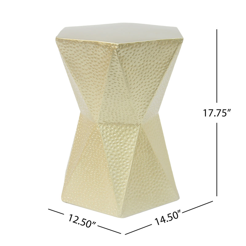 Modern Hexagon Side Table With Knockout Pit Texture - Gold