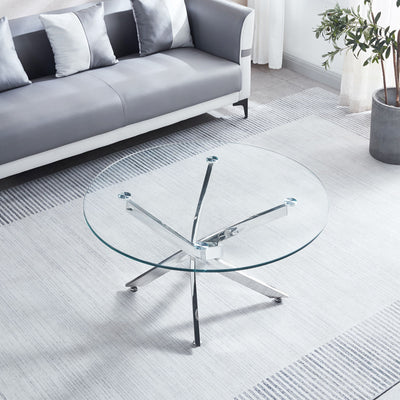 Modern Round Tempered Glass Table With Chrome Legs