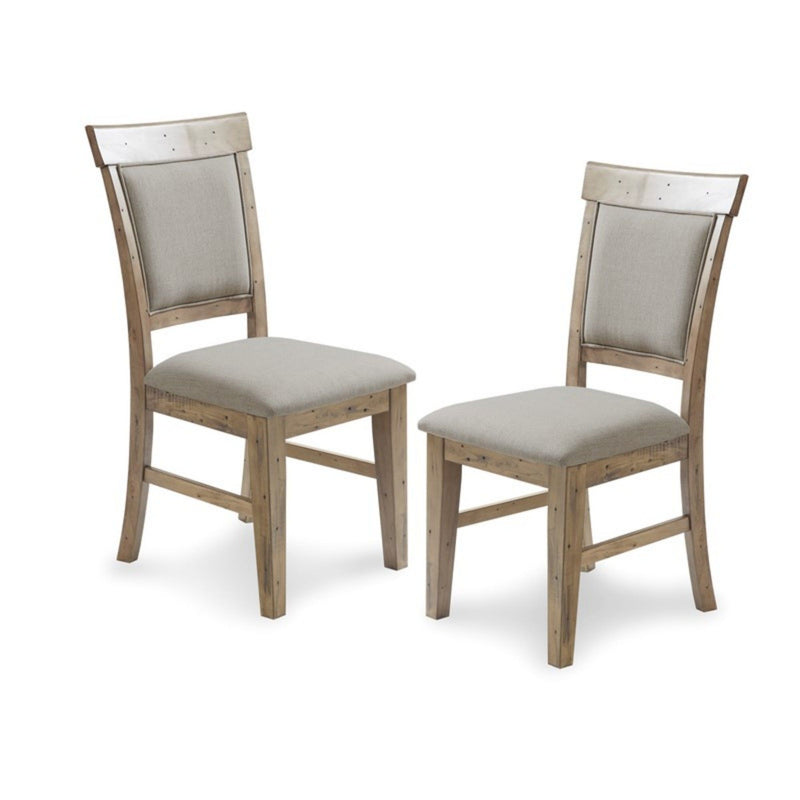 Dining Side Chair With Cushioned Seats And Backs (Set of 2) - Cream / Gray