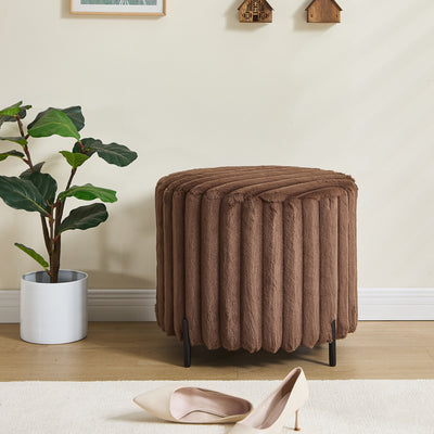 Wide Upholstered Round Pouf Ottoman Foot Rest