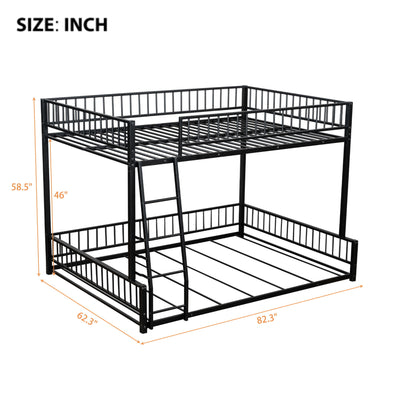 Bunk Bed Frame With Ladder And Safety Guardrails