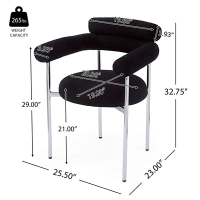 Contemporary Upholstered Armchair Dining Chairs With Metal Legs (Set of 2)