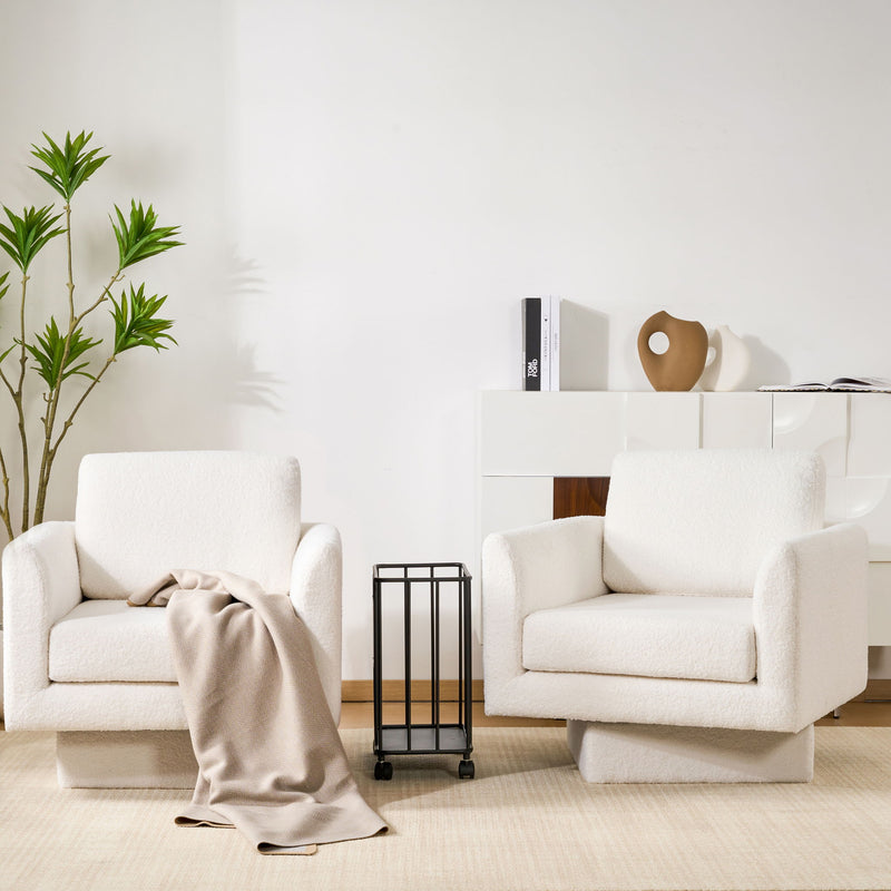 360° Modern Swivel Accent Chair Round Armchair, Thick Padded Single Lounge Sofa Upholstered Comfy