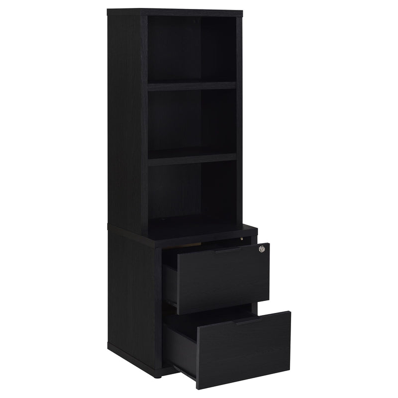 Multifunctional Bookcase With Three Open Shelves, 2 Drawers, Dual USB Charging Outlet