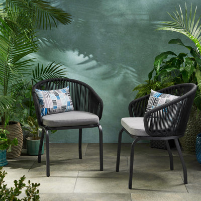 Outdoor Wicker Chair With Powder Coated Iron Legs