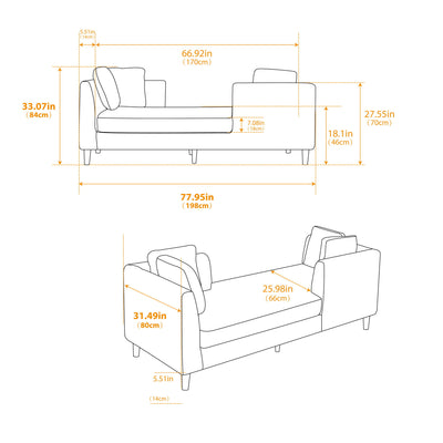 Wide Modern Double Sided Upholstered Chaise Lounge