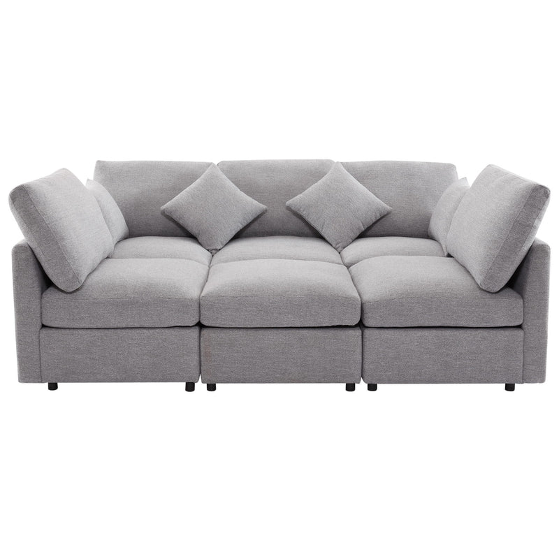Sectional Sofa Modular U-Shaped With Ottoman & USB Ports