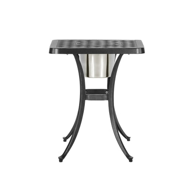Outdoor Cast Aluminum Bistro Table With Ice Bucket - Black Copper
