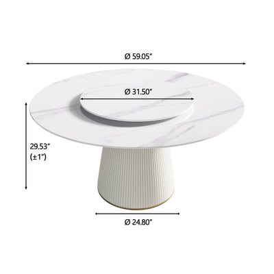 Modern, Round Black Carbon Steel Base Dining Table, Can Accommodate 6 People