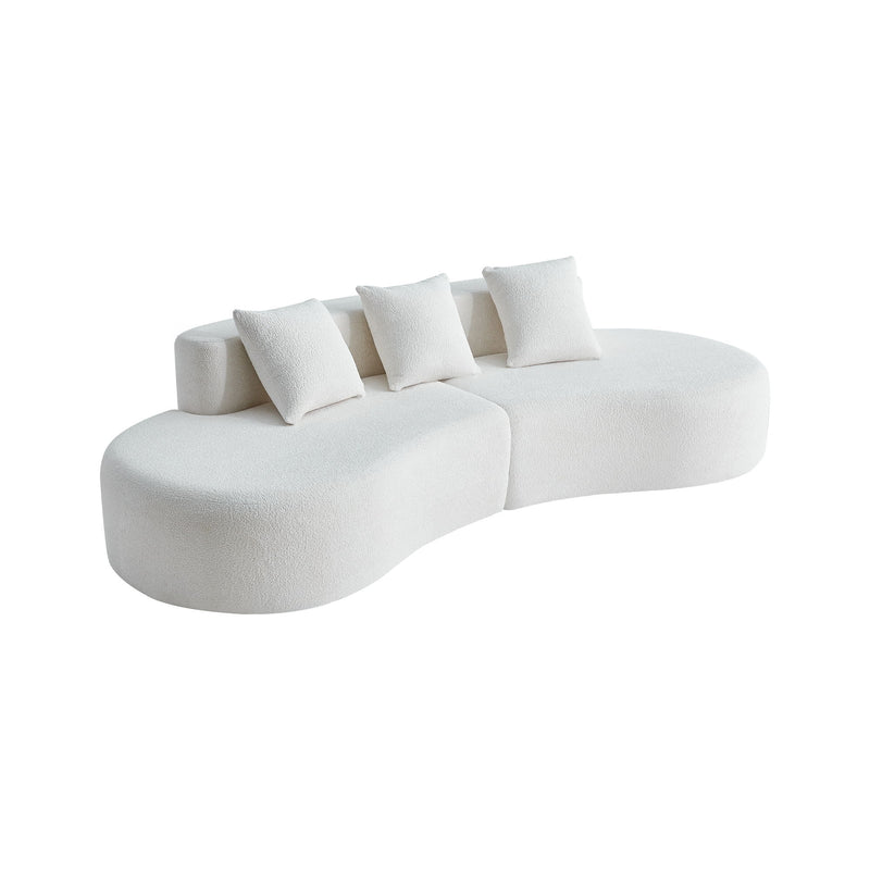 Curved Boneless Couch, Half Moon Sofa, 5 Seat Couch With High Density Foam Filled For Living Room - White