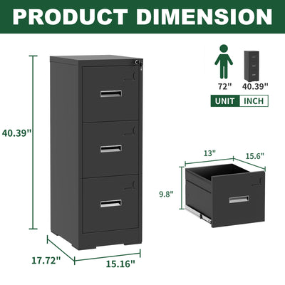 Modern Drawer Metal Vertical File Cabinet With Lock And Card Slot For Office