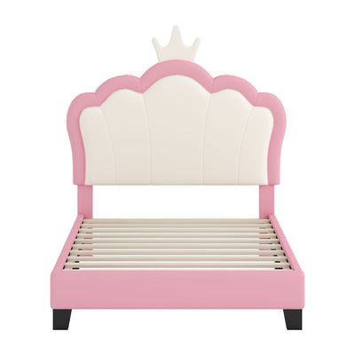 Upholstered Princess Platform Bed With Crown Headboard