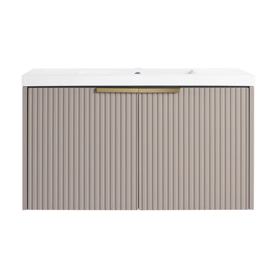 Contemporary Wall Mounted Bathroom Vanity With Resin Double Sink