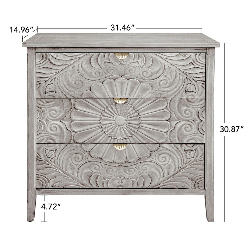 3 Drawer Cabinet, American Furniture, Suitable For Bedroom, Living Room - Light Gray