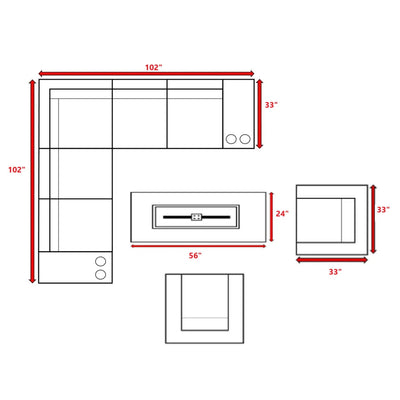 Rattan Wicker Patio Set With Cushions And Concrete Fire Pit
