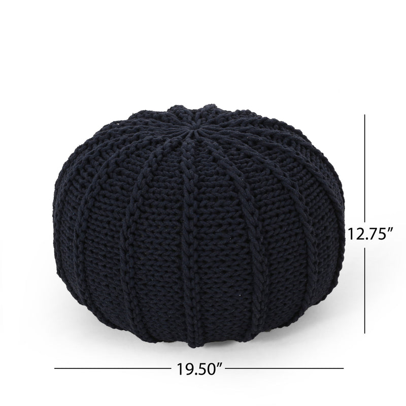 Bordeaux - Knitted Cotton Round Pouf Ottoman And Floor Cushion