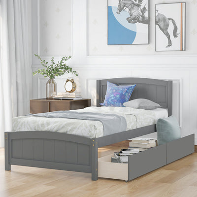 Platform Bed & Headboard, Footboard And Wood Slat Support
