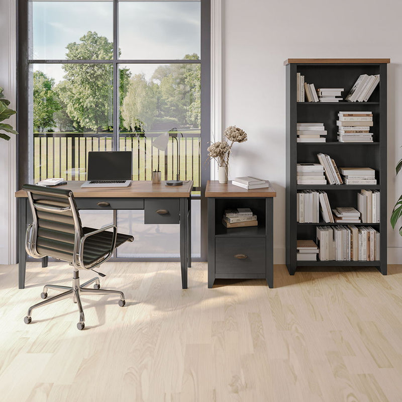 Essex - High 5 Shelf Bookcase - Black, Whiskey