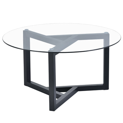 Round Glass Coffee Table Modern Cocktail Table