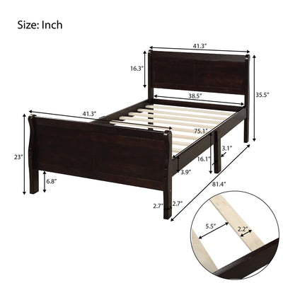 Platform Bed Frame Mattress Foundation Sleigh Bed With Headboard / Footboard / Wood Slat Suppor