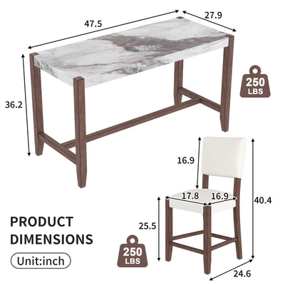 5 Piece Counter Height Dining Set With 4 Upholstered Chairs
