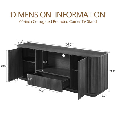 Modern Wavy TV Stand Rounded Sideboard With Storage Cabinet