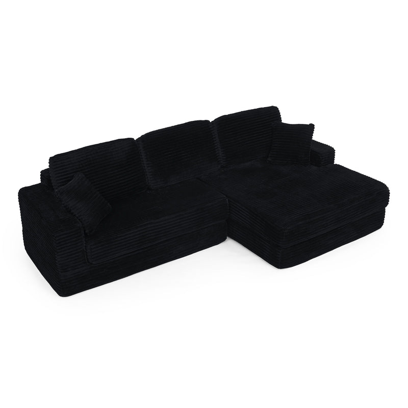 Modern Minimalist L Shape Modular Sectional Sofa, Corduroy Couch