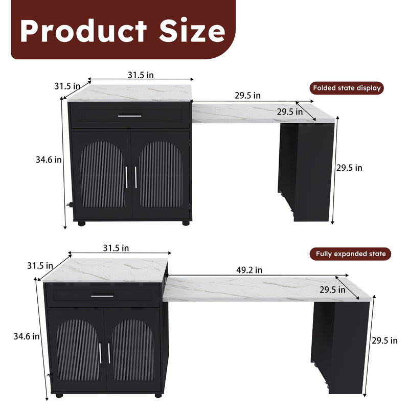 Expandable Kitchen Island With Power Outlet