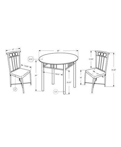 3 Pieces Dining Table Set, Small, Round, Contemporary & Modern