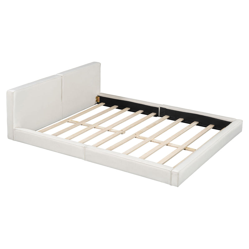 Upholstered Platform Bed, Grounded Bed With Solid Frame